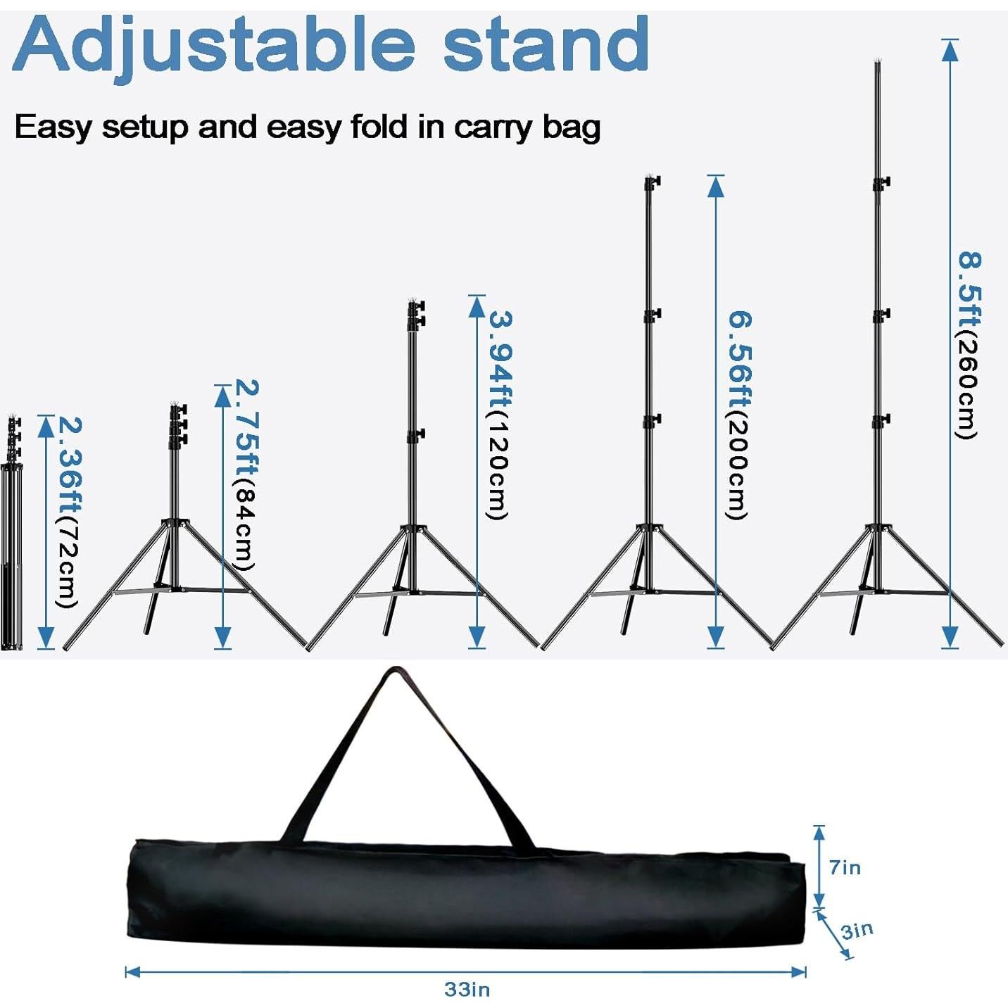 Soporte de Fondo Ajustable LOOWVY 2.6x3.0m para Fotografía