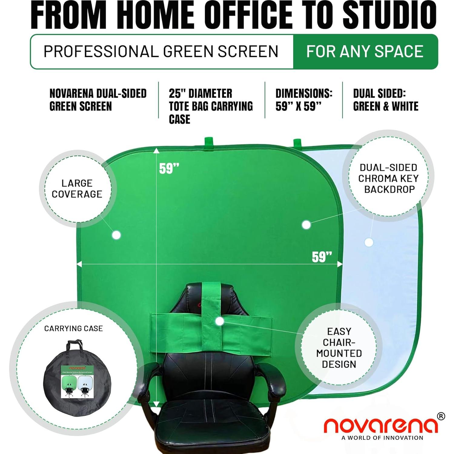 Kit de Pantalla Verde Chroma Key Novarena 1.52m Plegable