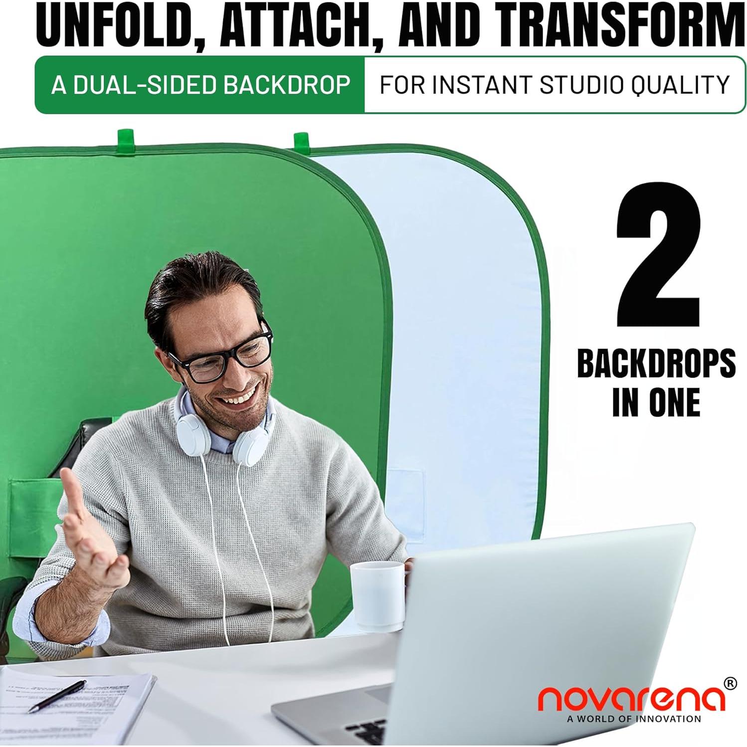 Kit de Pantalla Verde Chroma Key Novarena 1.52m Plegable