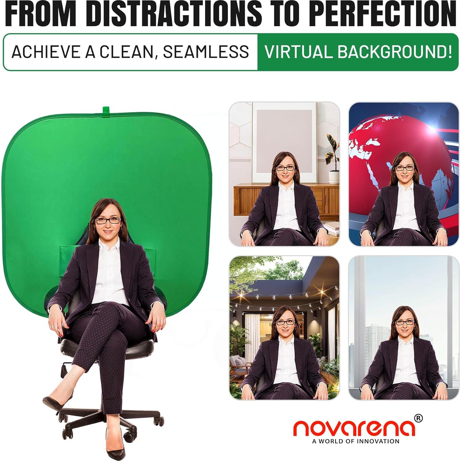 Kit de Pantalla Verde Chroma Key Novarena 1.52m Plegable