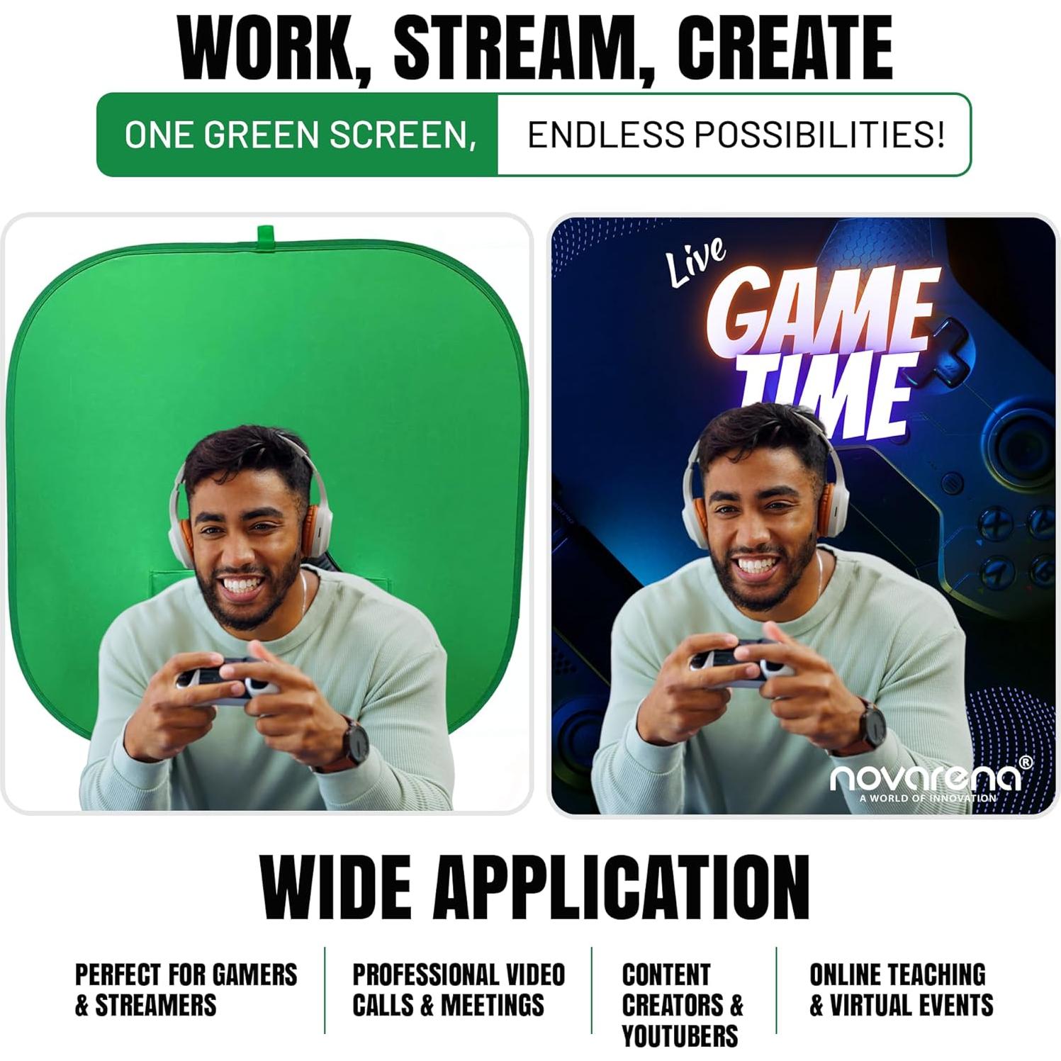 Kit de Pantalla Verde Chroma Key Novarena 1.52m Plegable