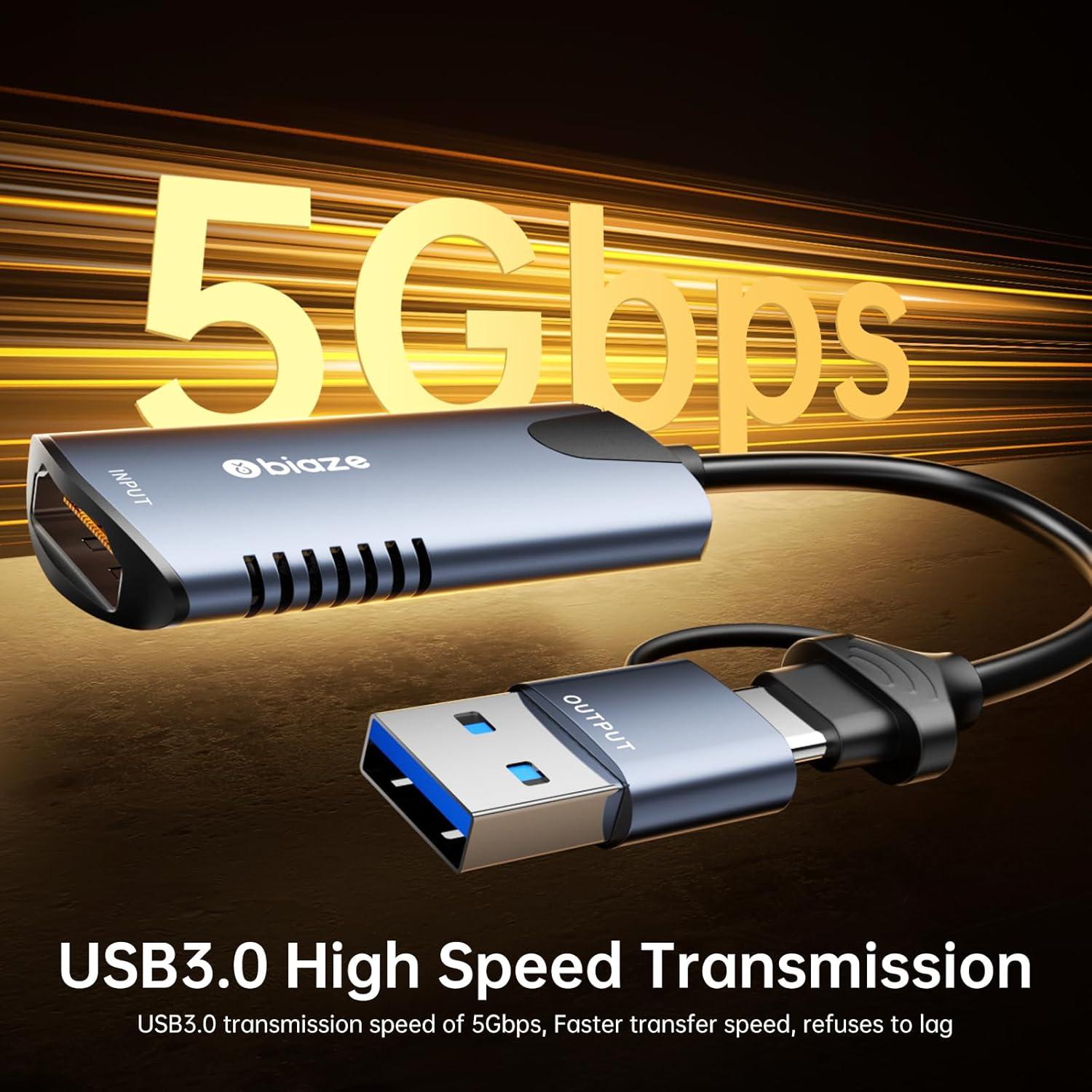 Tarjeta de Captura de Video Biaze 4K HDMI a USB 1080P 30FPS