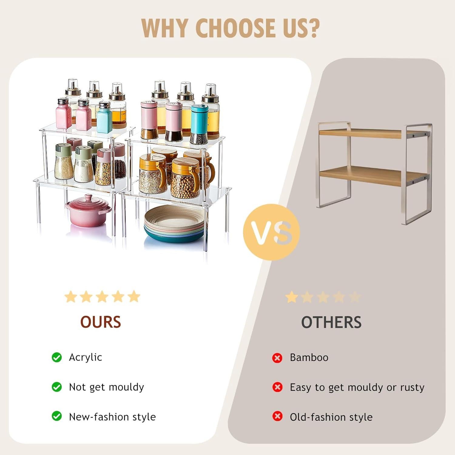 Organizador de Especias Nuoex Acrílico Transparente Juego de 2