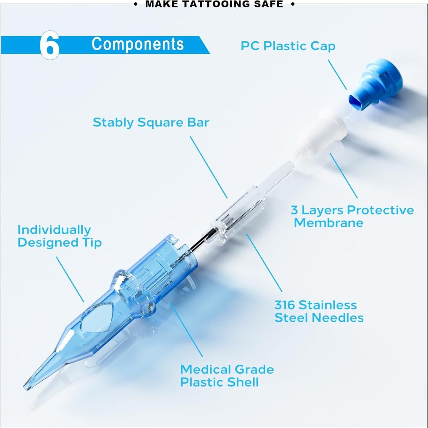 Agujas de Cartucho para Tatuaje EMALLA 20Pcs Mezcla ELIOT