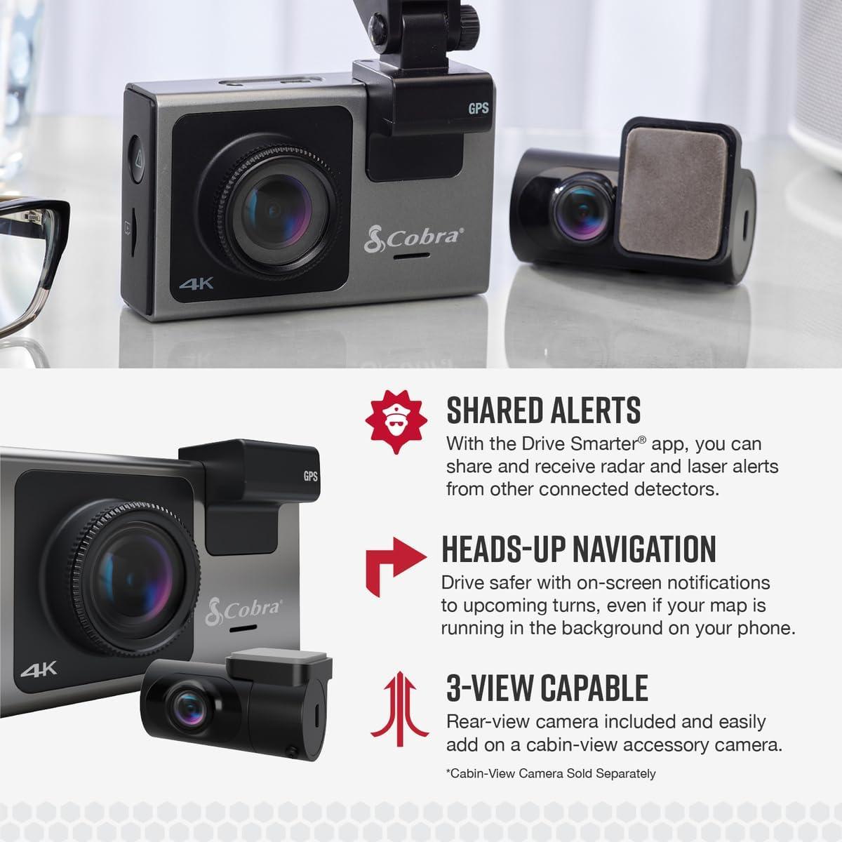 Cámara de Tablero Inteligente Cobra SC 400D 4K con Cámara Trasera