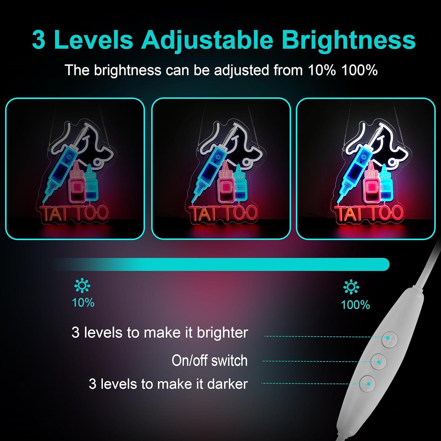 Luz de neón LED PIPROX Tatuaje 43x33cm Azul para Bar