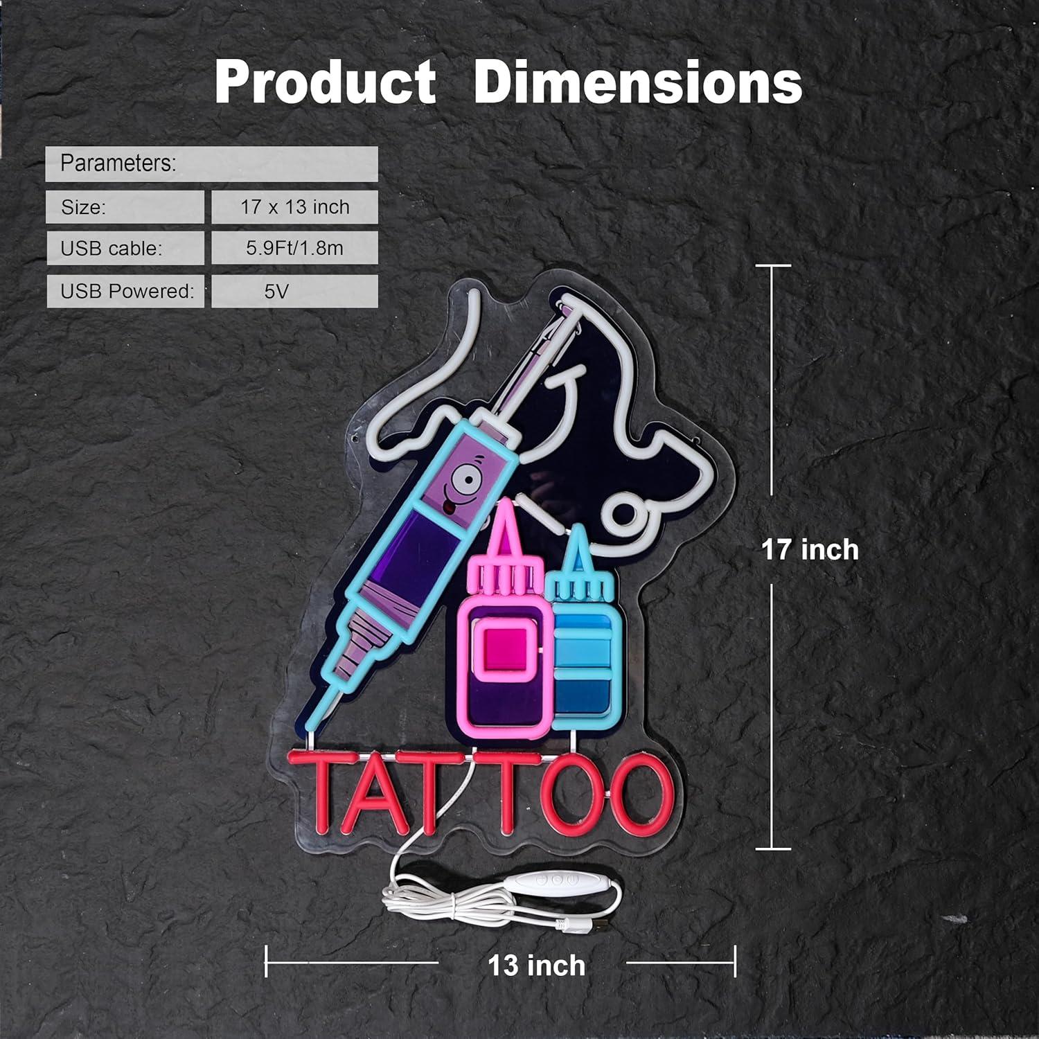 Luz de neón LED PIPROX Tatuaje 43x33cm Azul para Bar