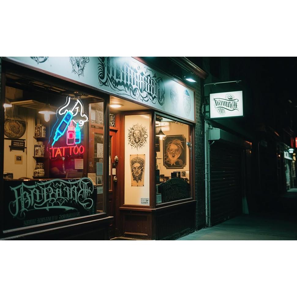 Luz de neón LED PIPROX Tatuaje 43x33cm Azul para Bar