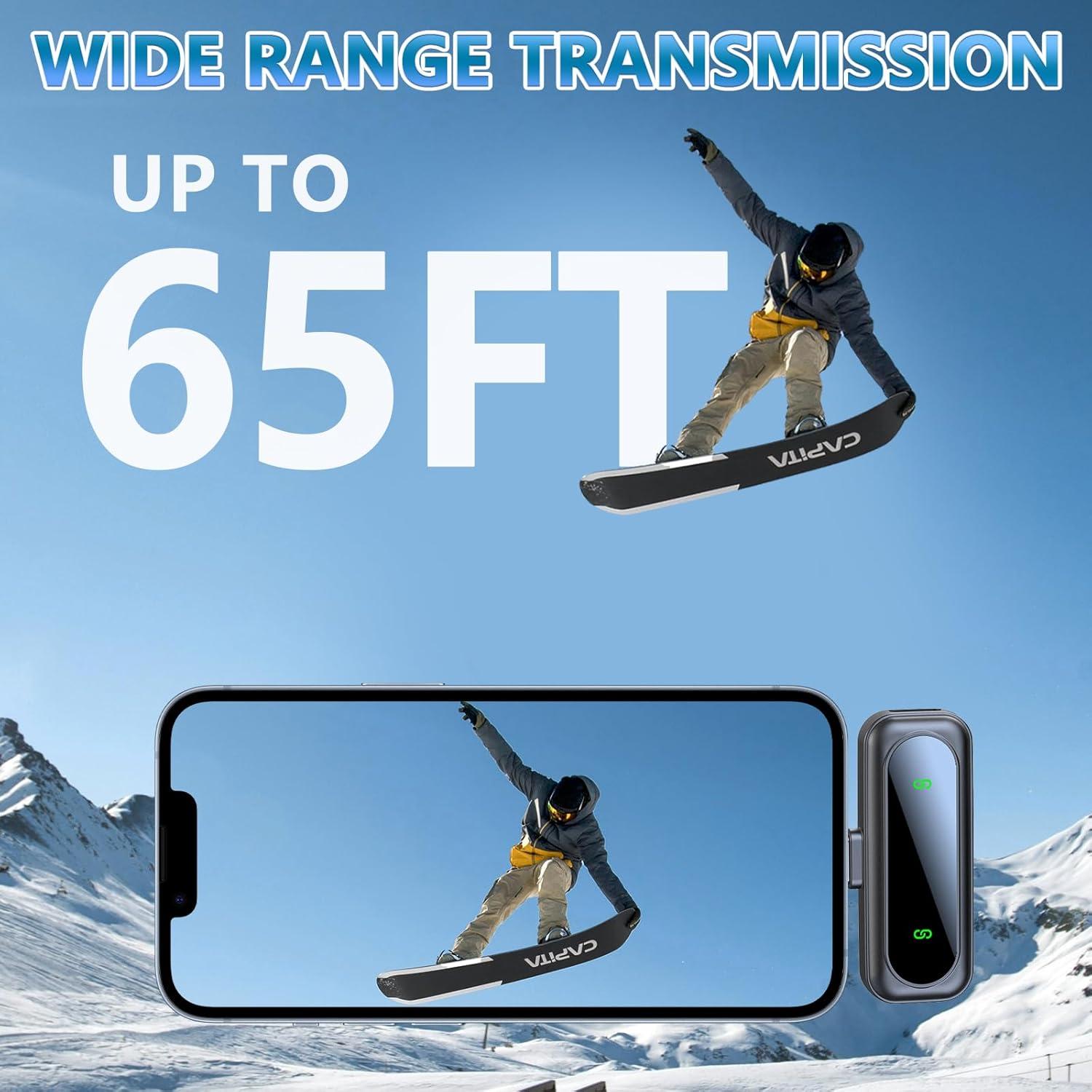 Micrófono Inalámbrico Lavalier 2 Paquetes con Pantalla LED