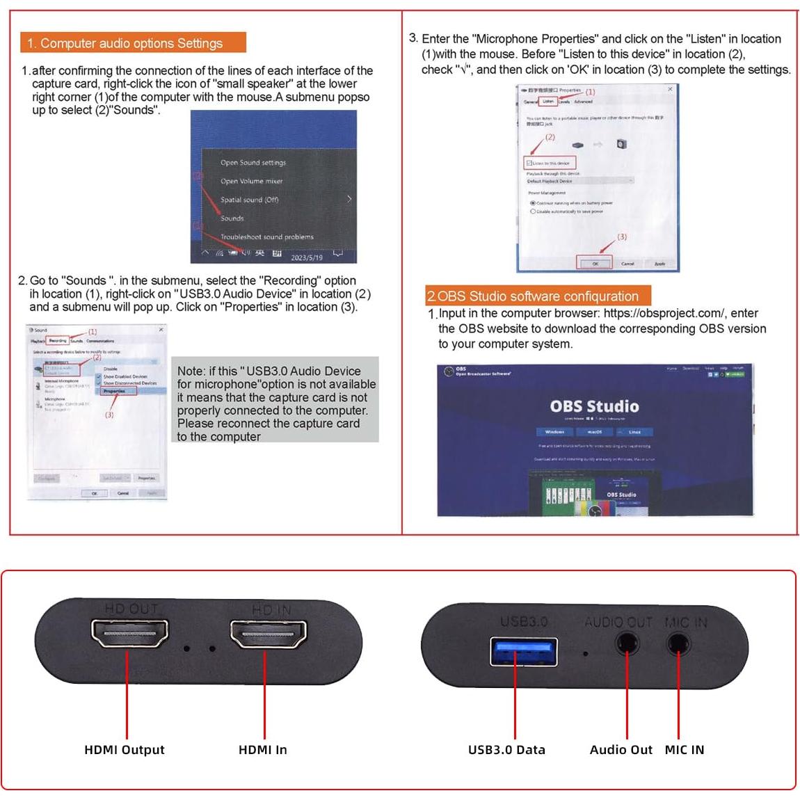 Tarjeta de Captura HDMI 4K 60fps Cablecc con Audio USB