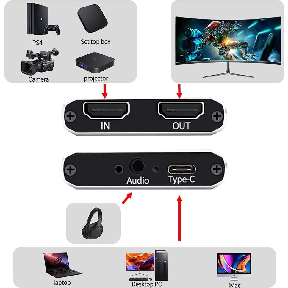 Tarjeta de Captura de Video HDMI VSVABEFV 1080P Plug and Play