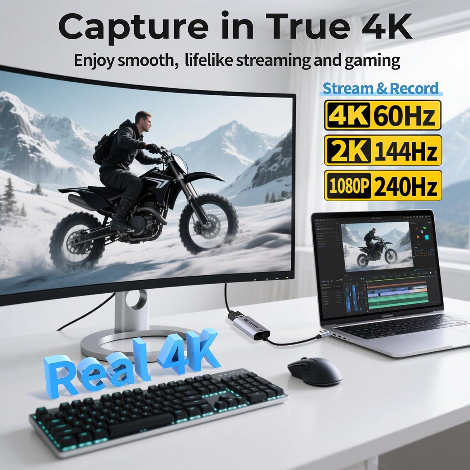 Tarjeta de Captura HDMI 4K Guermok 60FPS USB 3.0 Plata