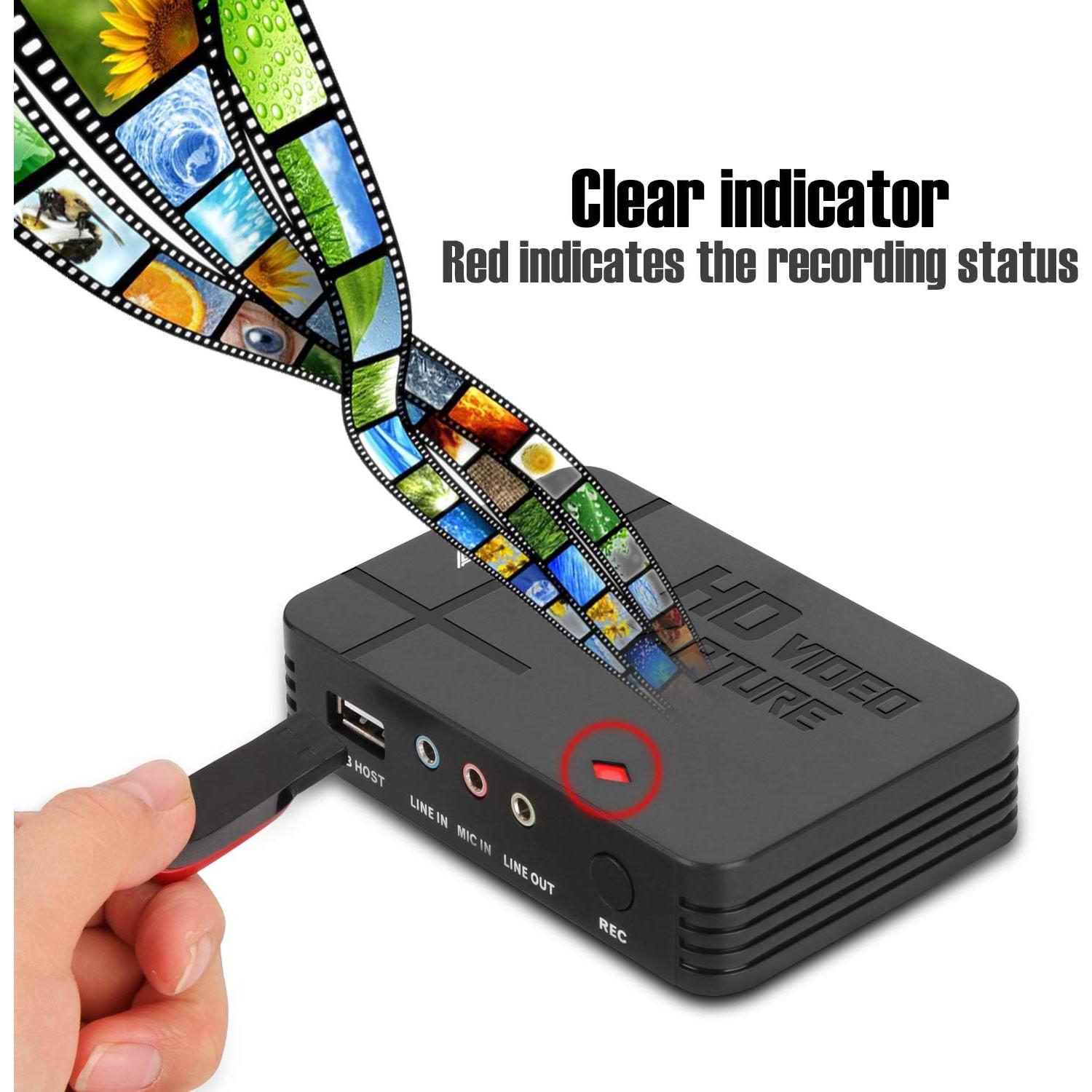 Grabador de Video HDMI AGPTEK VG0020-NCFBA 1080P con Mic-in