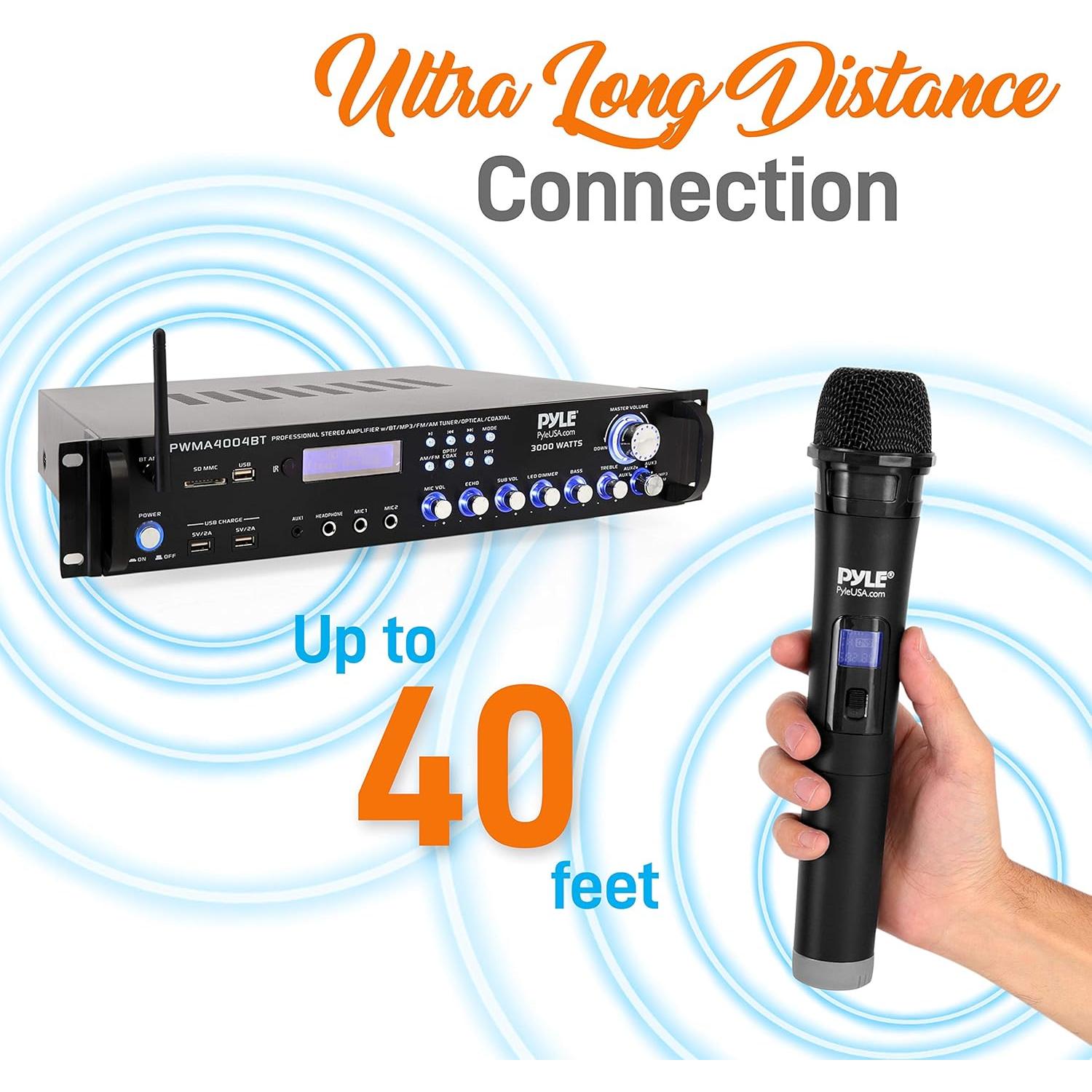 Amplificador Híbrido Pyle PWMA4004BT 3000W Bluetooth Karaoke