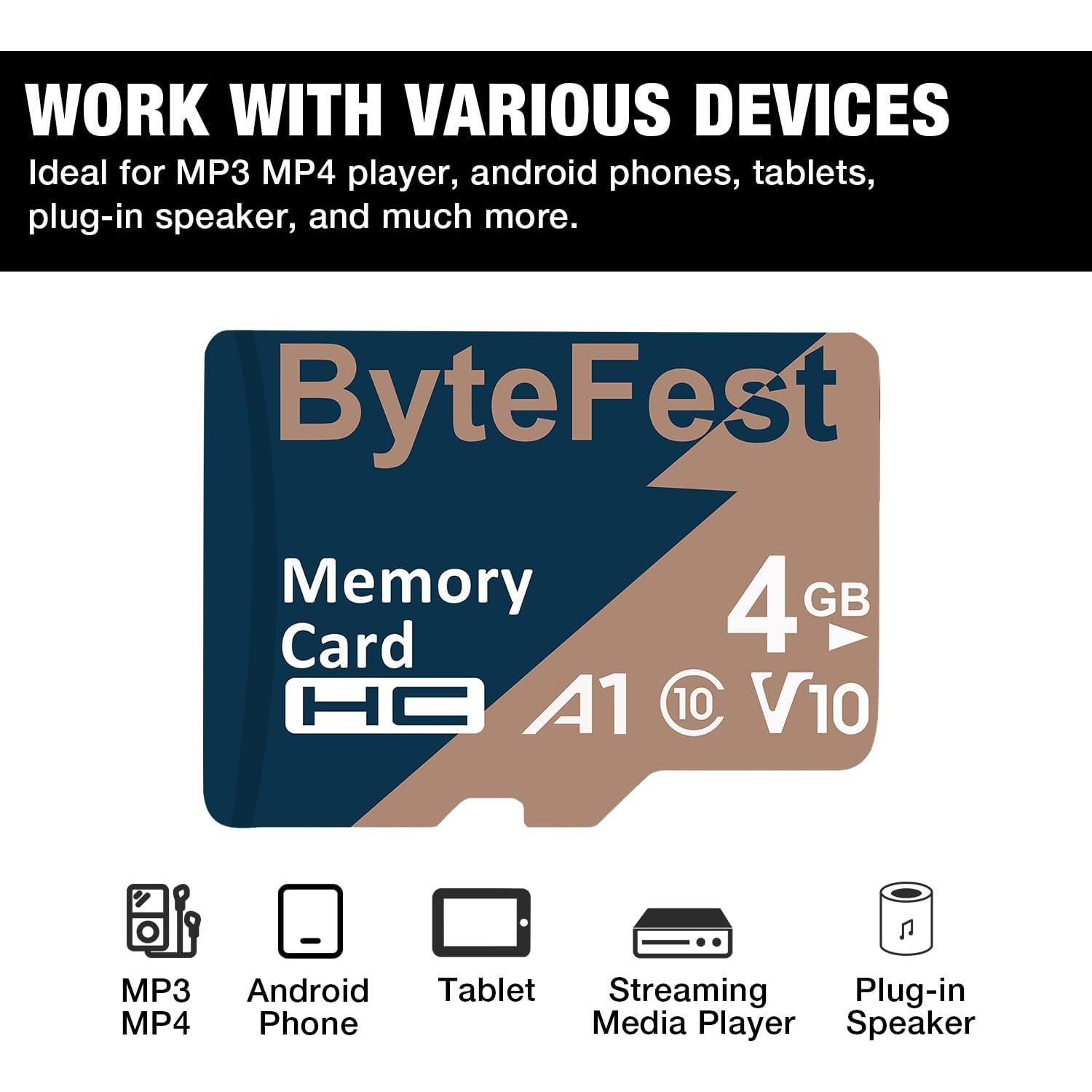 Paquete de 5 Tarjetas de Memoria 4GB ByteFest Clase 10