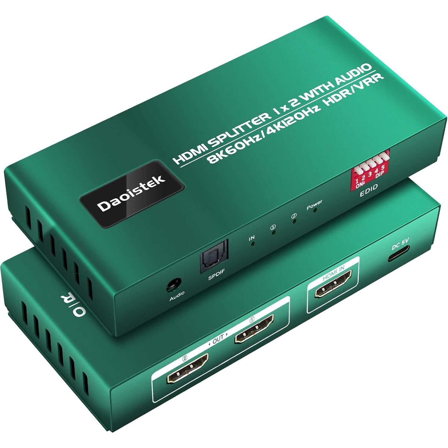 Divisor HDMI 1 en 2 Salidas 4K 120Hz Daoistek