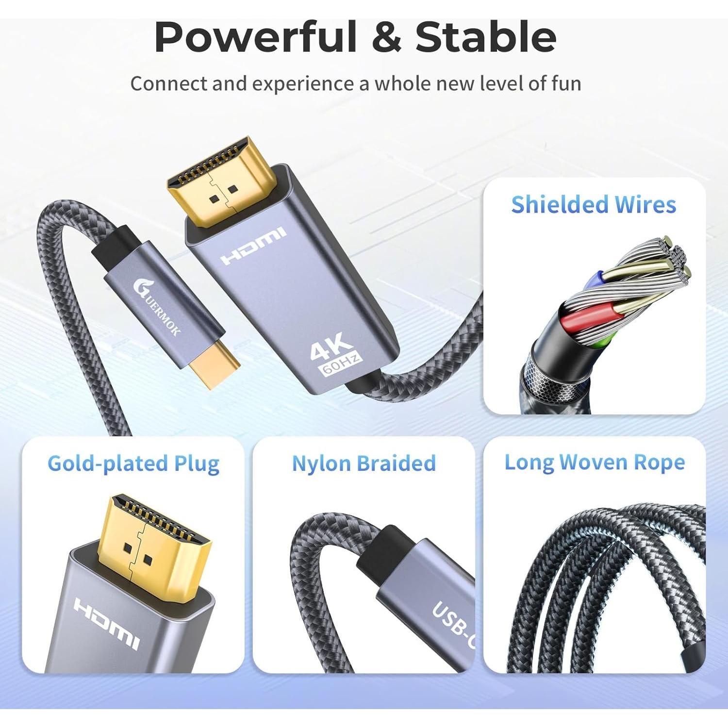 Cable USB-C a HDMI 4K 2m Guermok - Compatible con Laptops