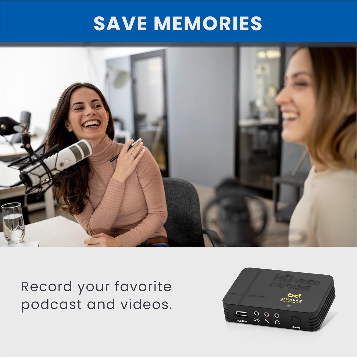 Grabador de Video HDMI a USB MuxLab 1080P 60FPS Portátil