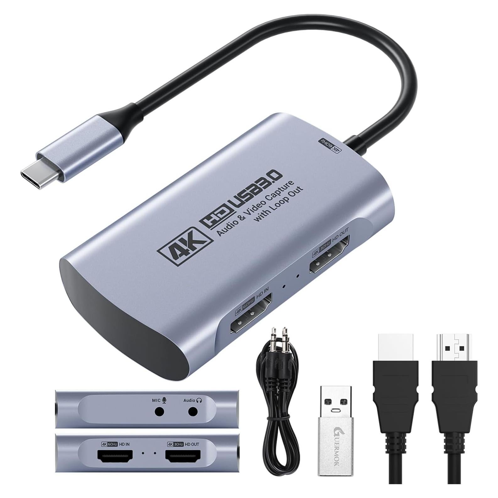 Tarjeta de Captura HDMI Guermok 4K 60FPS USB 3.0 con Audio