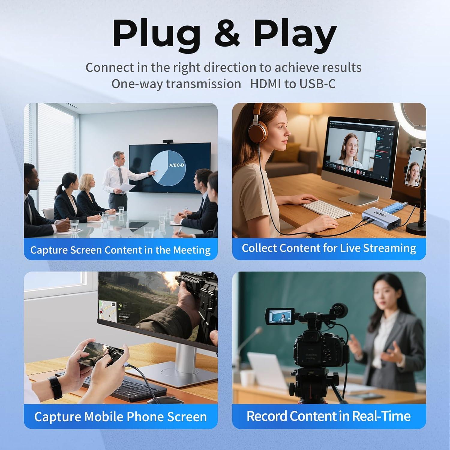 Tarjeta de Captura HDMI Guermok 4K 60FPS USB 3.0 con Audio