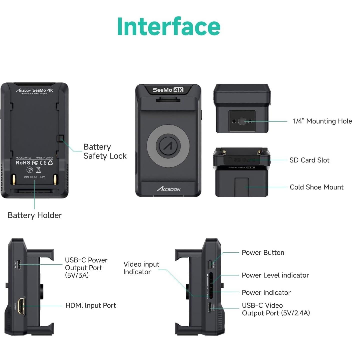 Accsoon SeeMo 4K Adaptador HDMI para iOS - Transmisión en Vivo