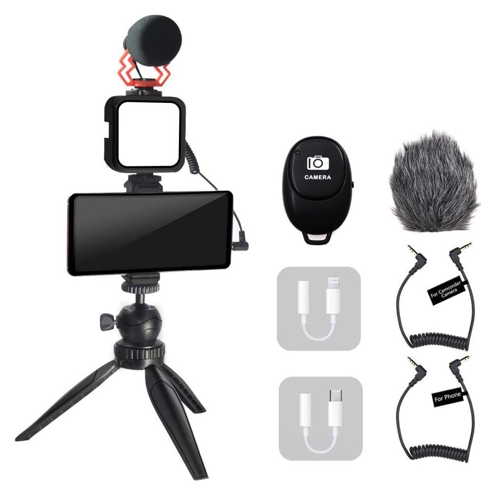 Kit de Vlogging Mcoplus para Smartphone con Micrófono y Luz LED