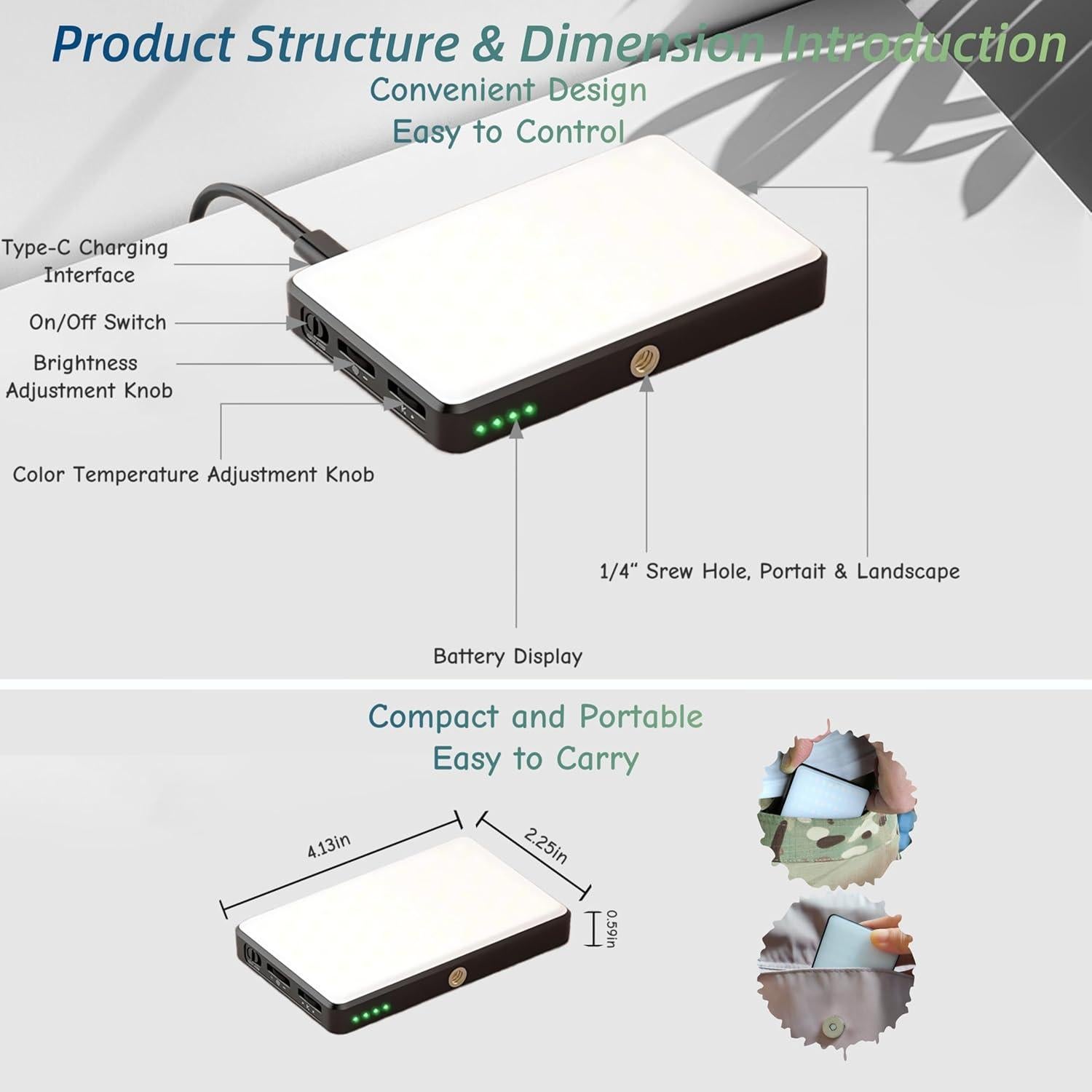 Luz para Selfies Fox Dynamics PP-120-CCT 120 LEDs Recargable