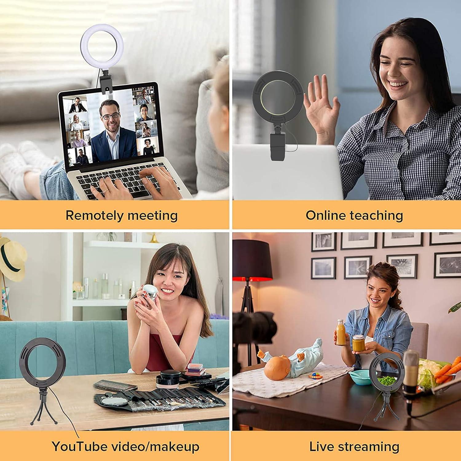 Anillo de Luz LED AMENKER 16 cm con Soporte y Clip USB