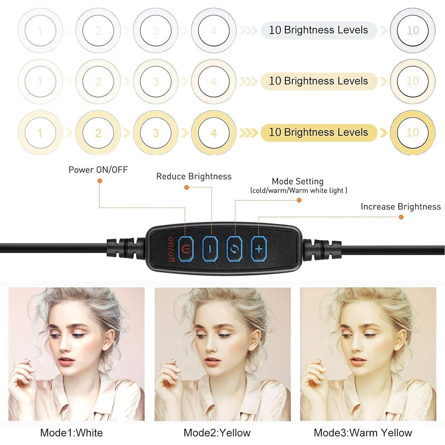 Anillo de Luz LED AMENKER 16 cm con Soporte y Clip USB