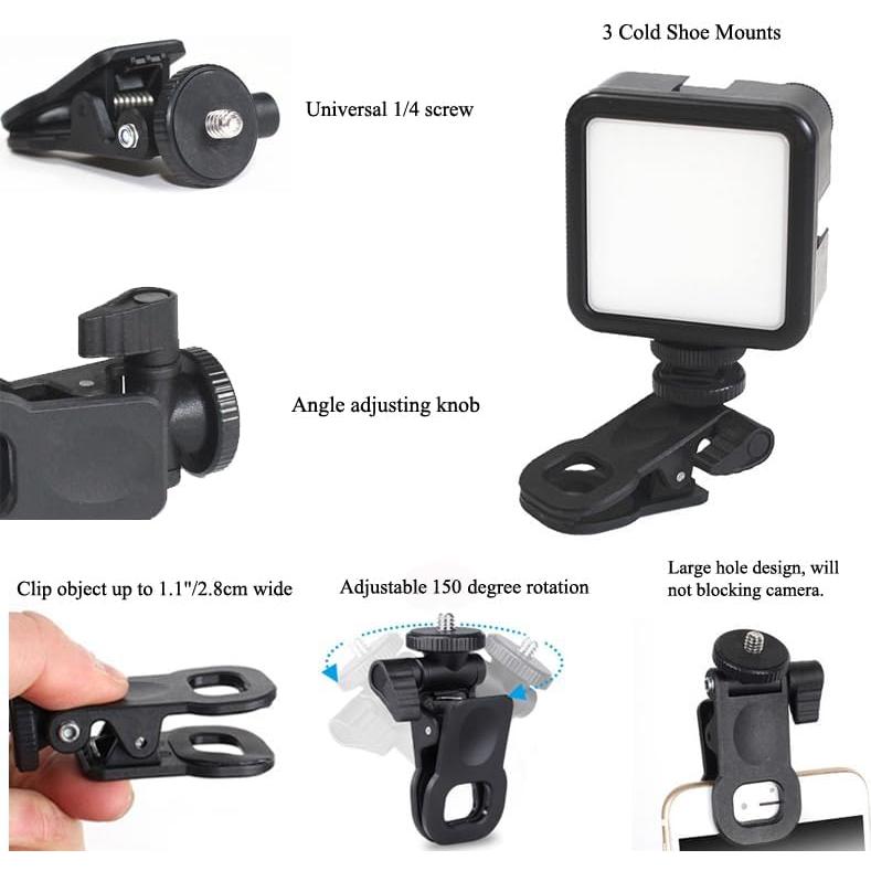 Luz Selfie LED Regulable HuaerHui con Clip para Cámara y Teléfono