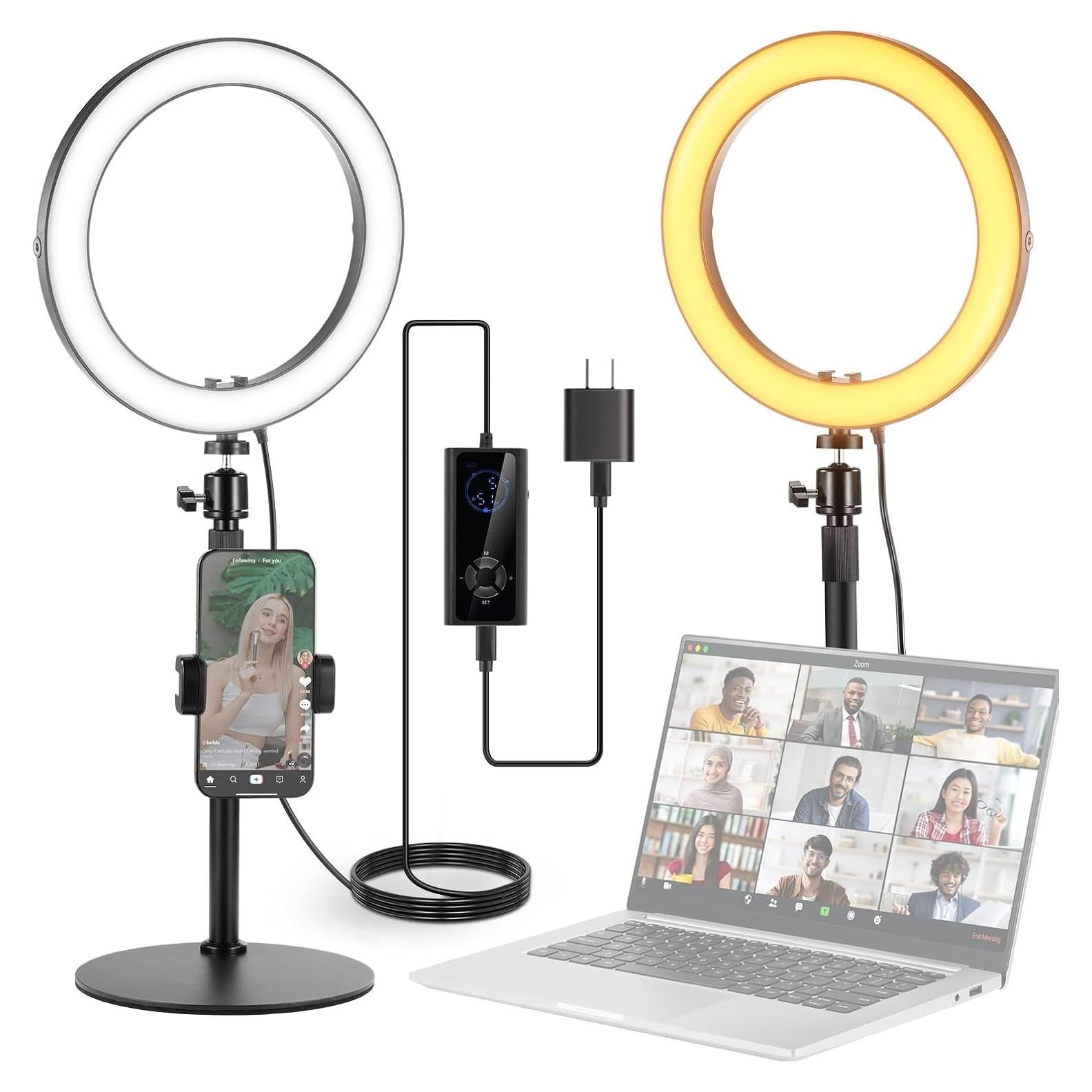 Luz de Anillo LED NEEWER 20W Bi Color 2900K-7000K con Soporte