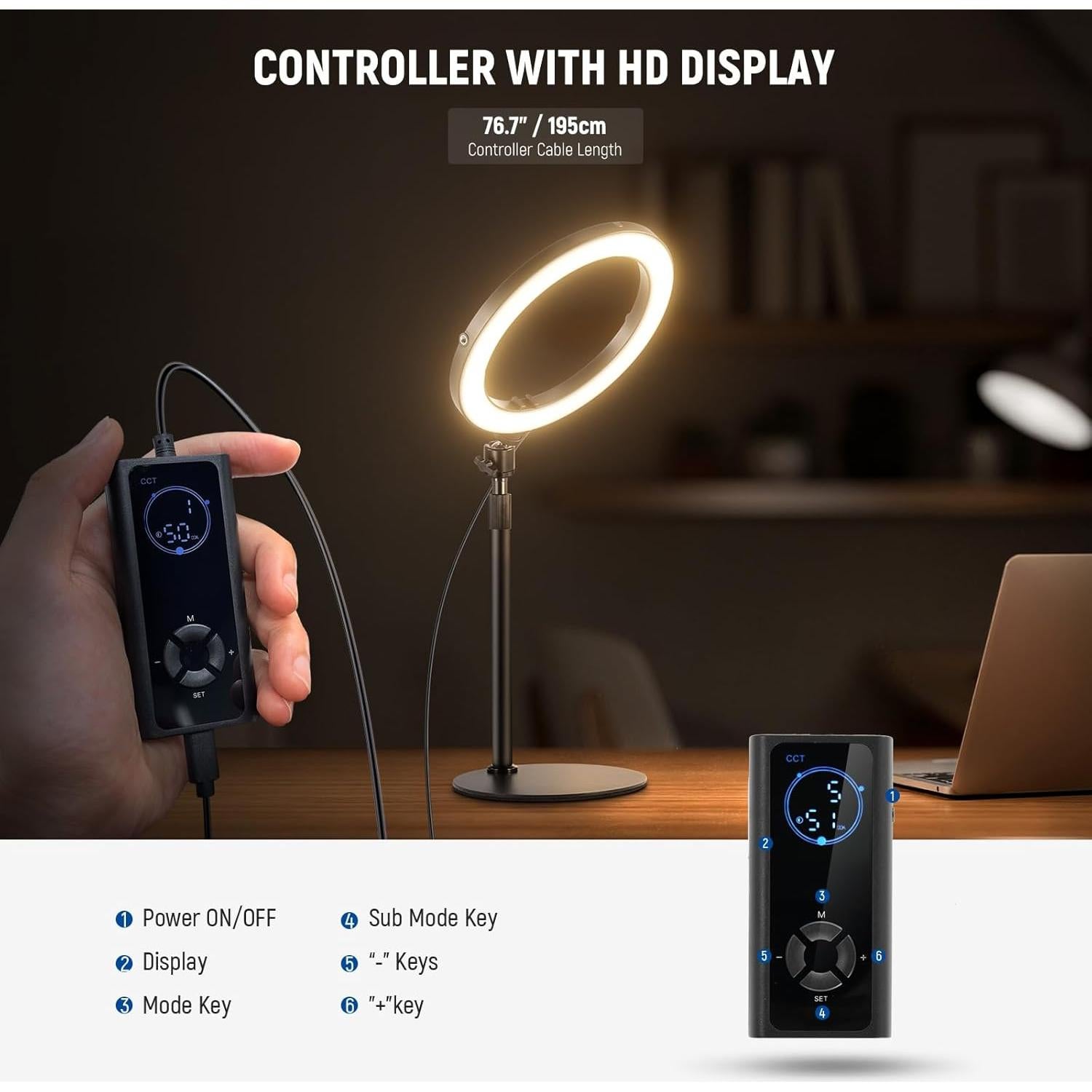 Luz de Anillo LED NEEWER 20W Bi Color 2900K-7000K con Soporte