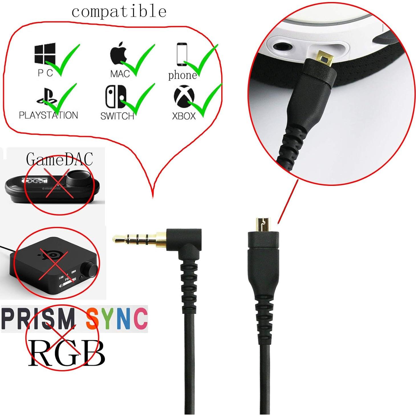 Cable de Audio de Reemplazo NewFantasia 2m para SteelSeries Arctis 3, 5, 7, Pro