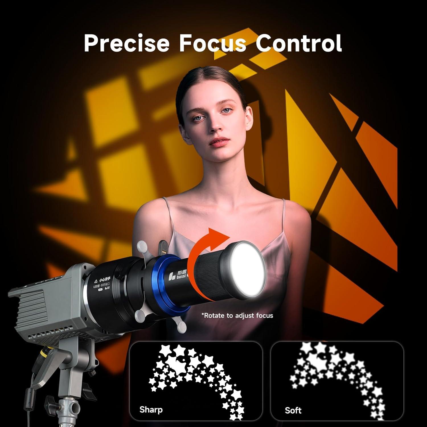 Kit de Fotografía Snoot Óptico Bussi con 35 Gobos y Soporte