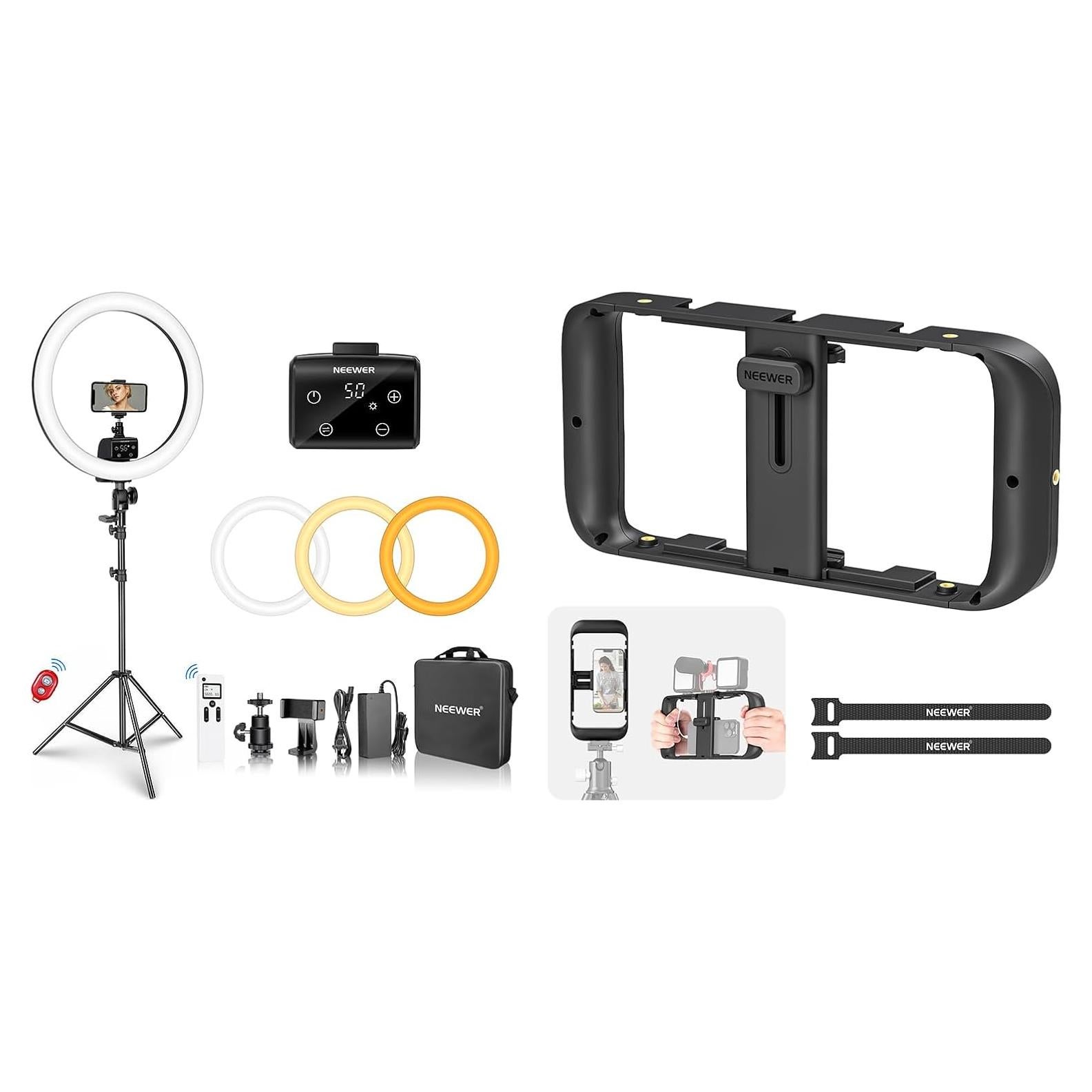 Kit de Luz de Anillo LED Neewer 50.8 cm con Soporte y Accesorios