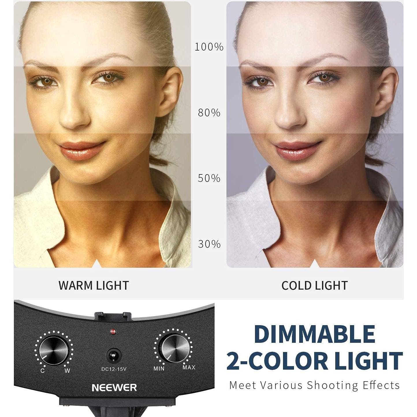 Kit de Luz de Anillo LED Neewer 50.8 cm con Soporte y Accesorios