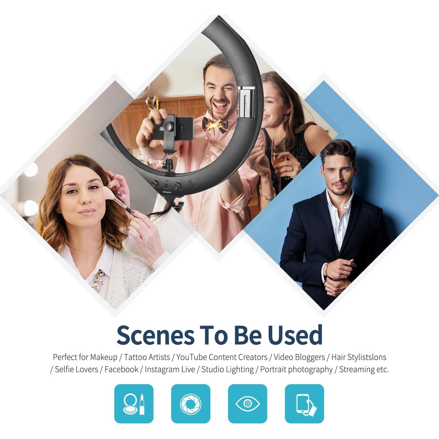 Kit de Luz de Anillo LED Neewer 50.8 cm con Soporte y Accesorios