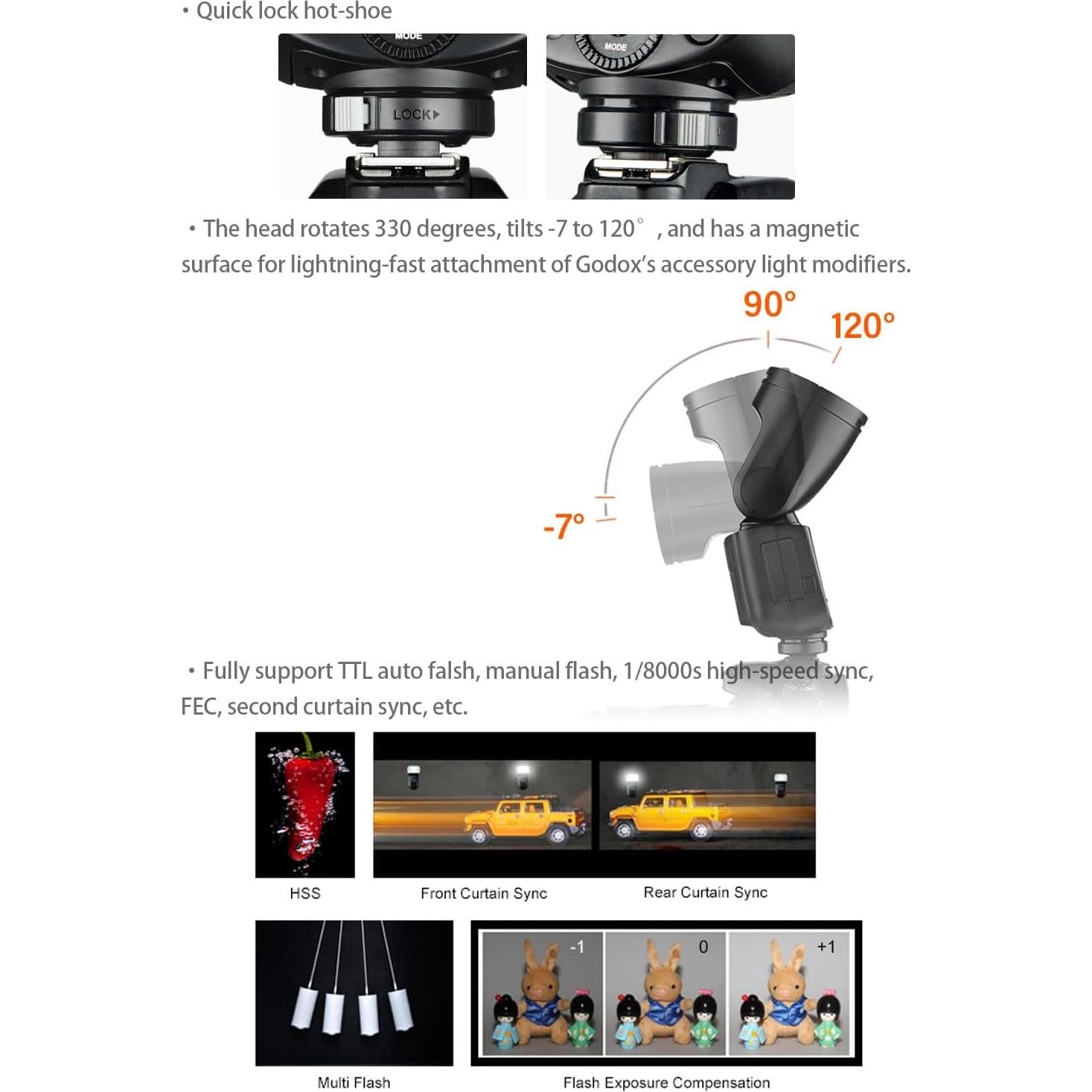 Flash Godox V1-C U para Canon, 76Ws, TTL, Accesorios