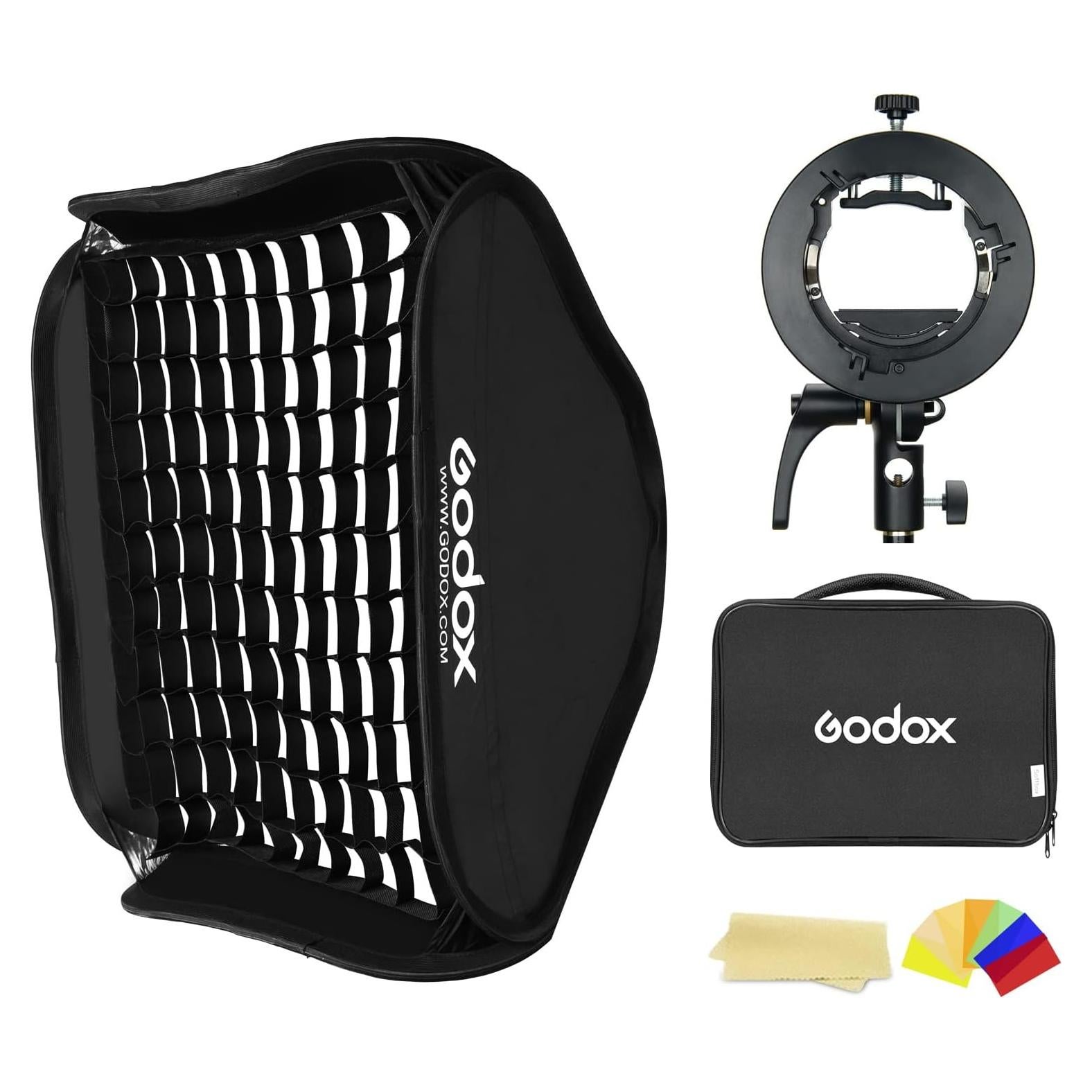 Softbox Plegable Godox 60x60cm con Soporte S2 y Rejilla
