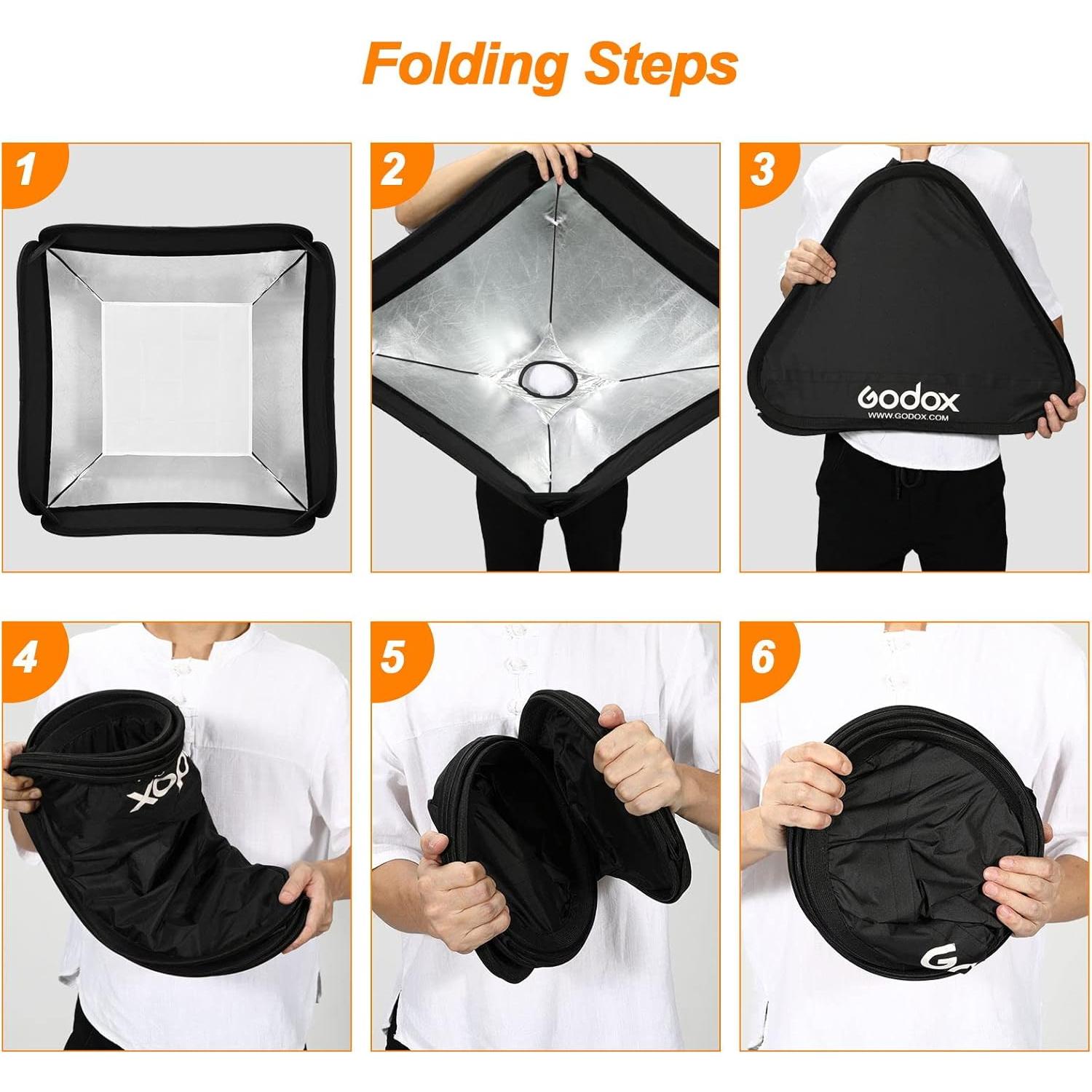 Softbox Plegable Godox 60x60cm con Soporte S2 y Rejilla