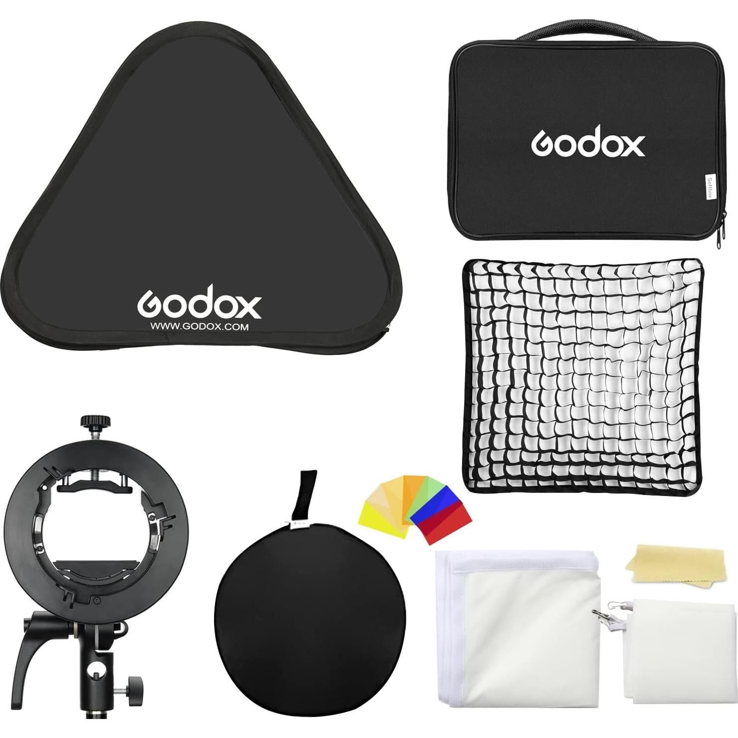 Softbox Plegable Godox 60x60cm con Soporte S2 y Rejilla