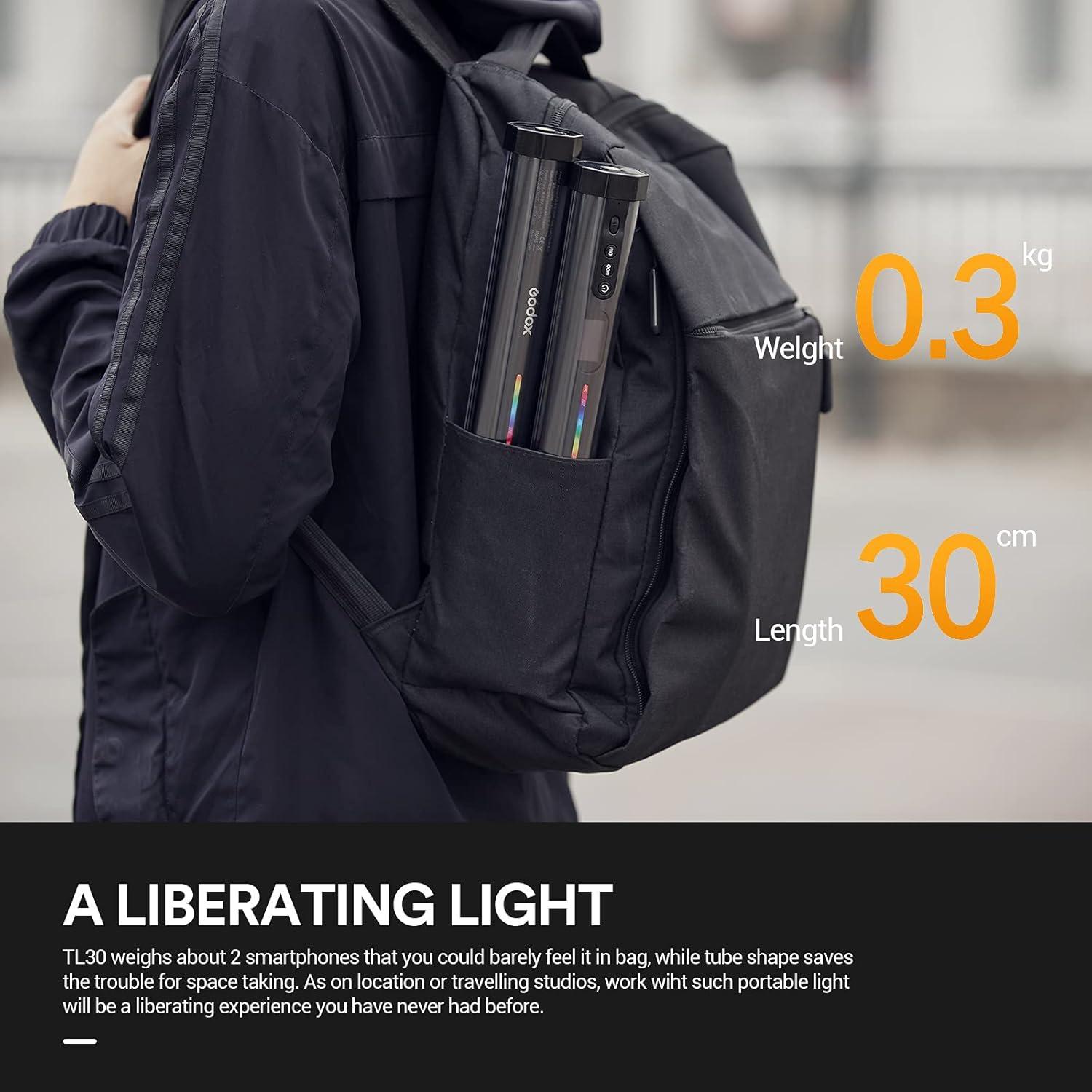 Tubo de Luz LED RGB Godox TL30, 2700K-6500K, 2900mAh