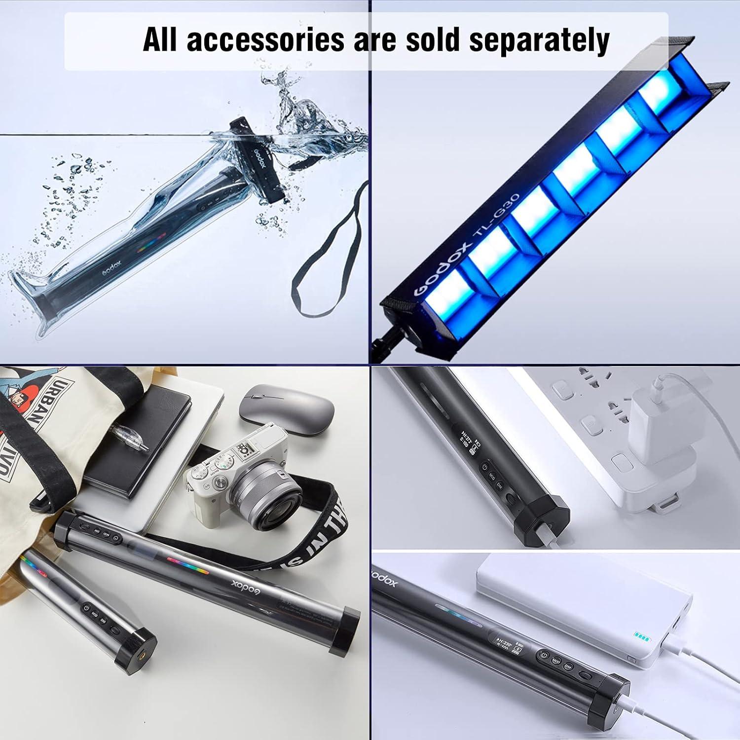 Tubo de Luz LED RGB Godox TL30, 2700K-6500K, 2900mAh