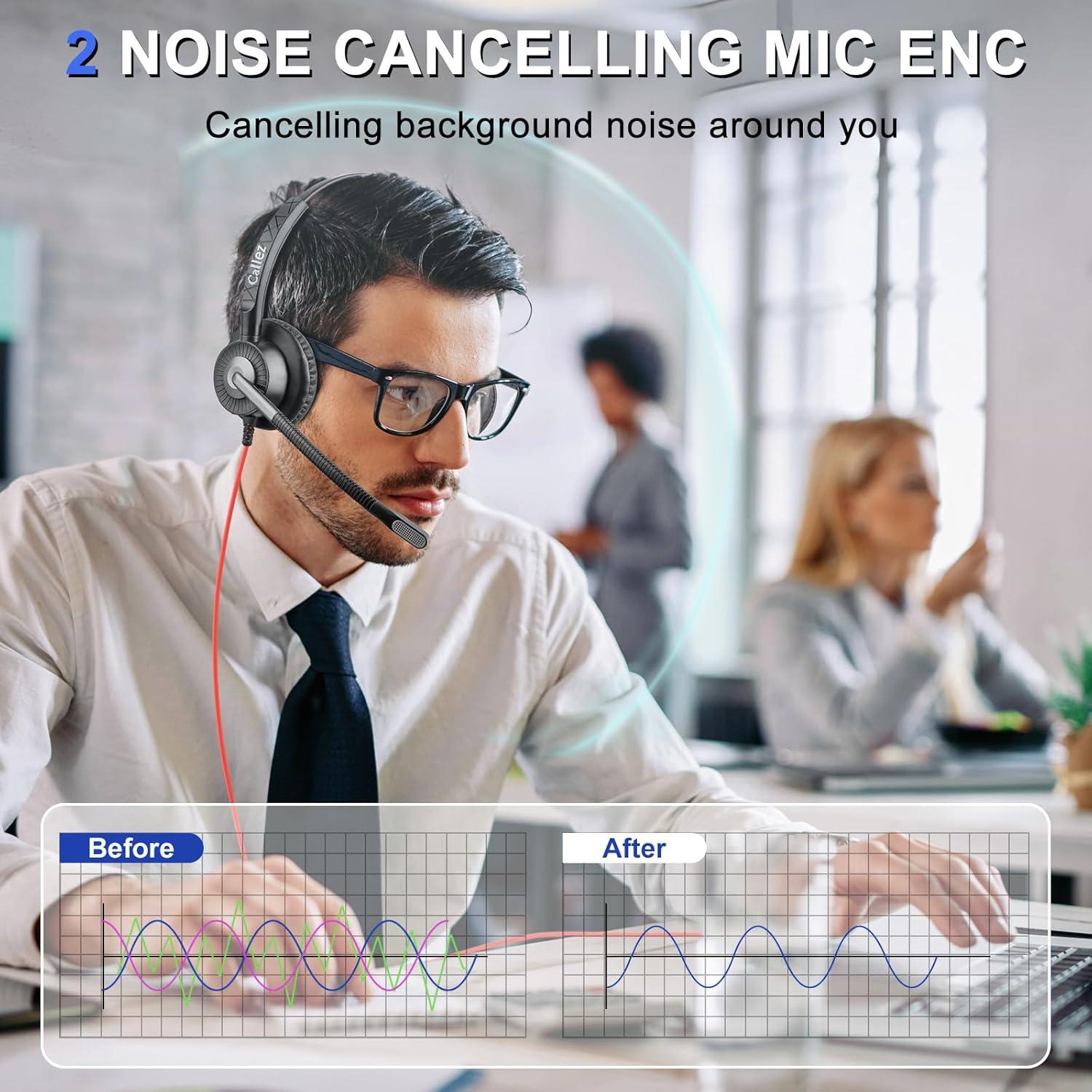 Auriculares USB Callez 702TA con Micrófono Doble ENC para PC