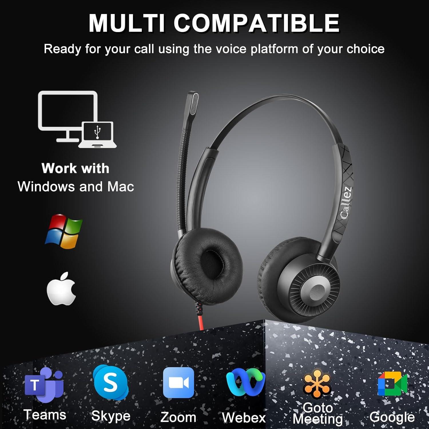 Auriculares USB Callez 702TA con Micrófono Doble ENC para PC