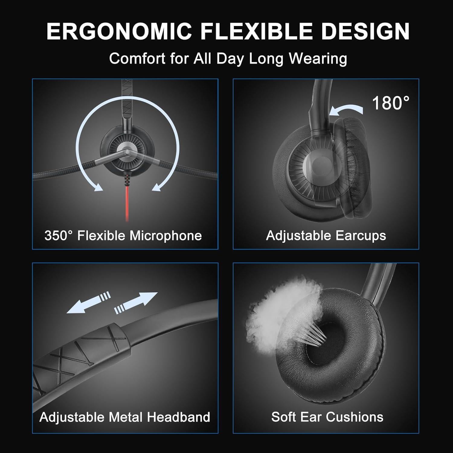 Auriculares USB Callez 702TA con Micrófono Doble ENC para PC