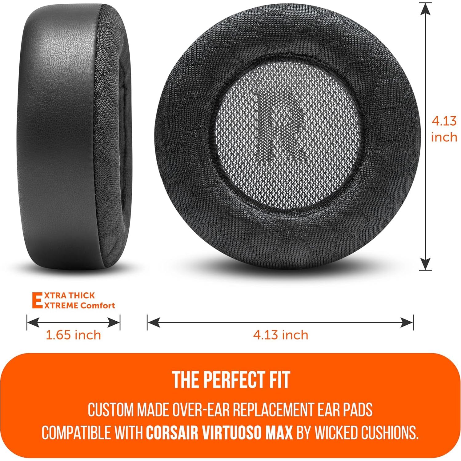Almohadillas de Gel Refrigerante Wicked Cushions para Corsair Virtuoso Max - Negro