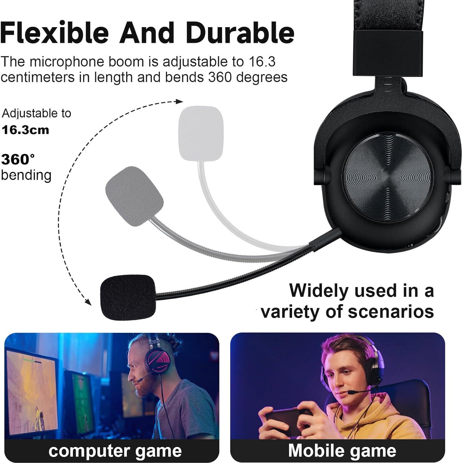 Toxaoii Mic Replacement Compatible with Logitech G PRO X2, G PRO X Wireless, and G Pro Wired Gaming Headsets, 3.5mm Detachable G Pro X Noise Cancelling Microphone Boom for Xbox One, PS4, PS5