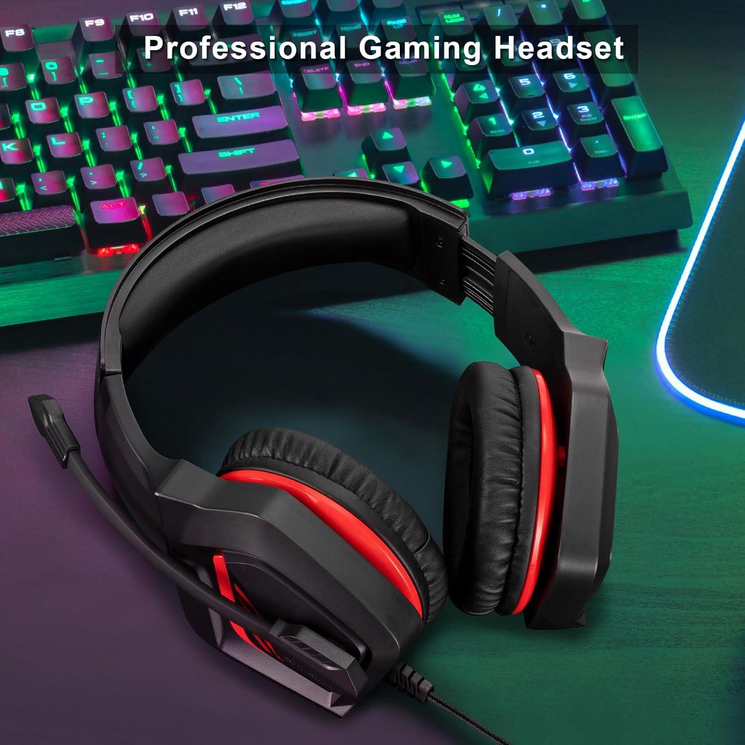 Auriculares Gaming FNSHIP FN-ADL01 con Micrófono 3.5mm Rojo y Negro