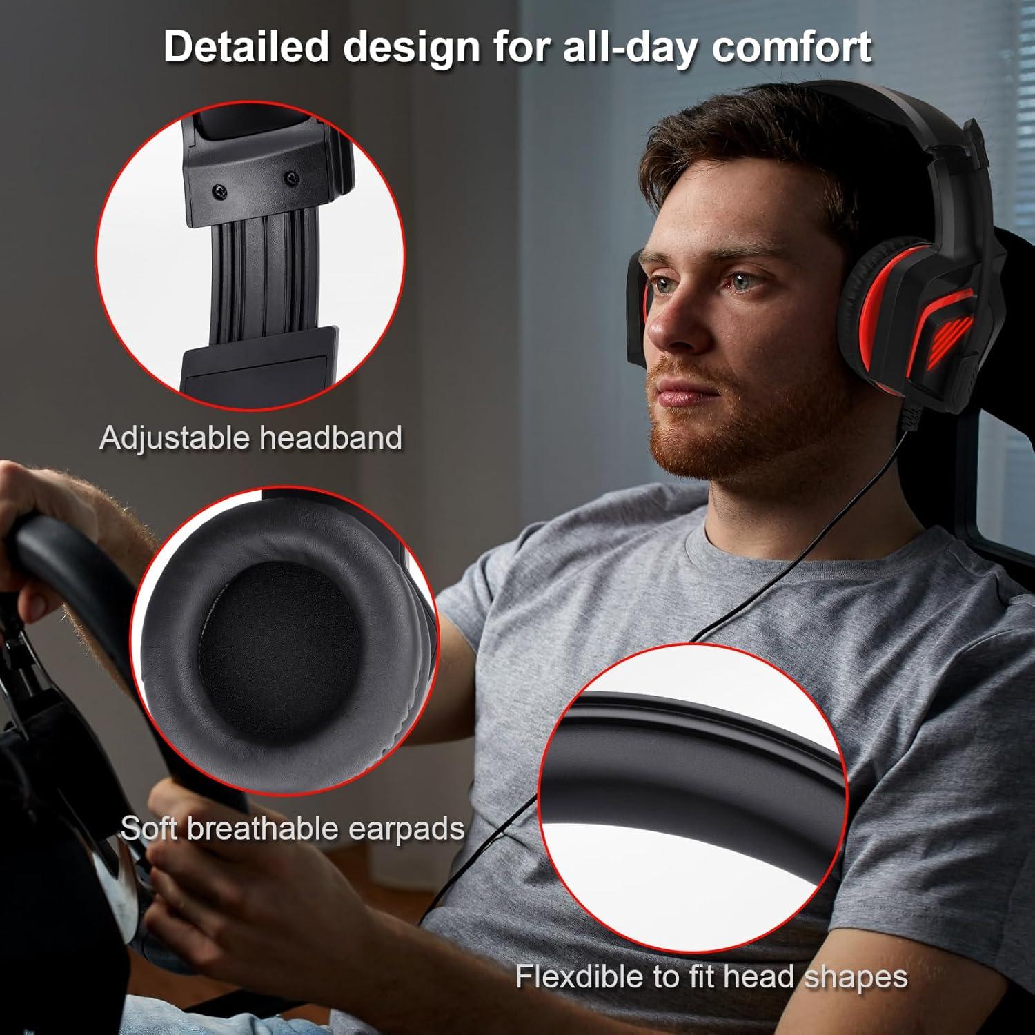 Auriculares Gaming FNSHIP FN-ADL01 con Micrófono 3.5mm Rojo y Negro